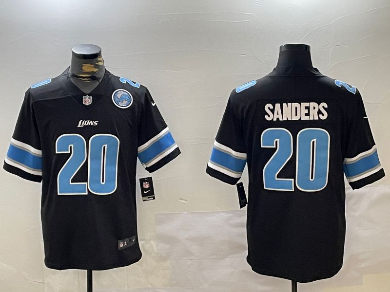 Men Detroit Lions #20 Sanders Black three generations 2024 Nike Limited NFL Jersey style 2->detroit lions->NFL Jersey